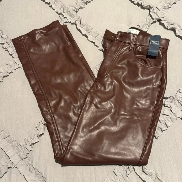 NWT Abercrombie & Fitch Faux Leather Pants - Picture 1 of 7